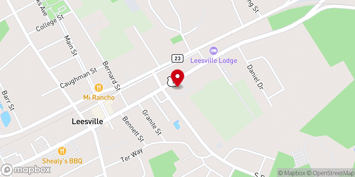 Map showing location of Leesville Methodist church