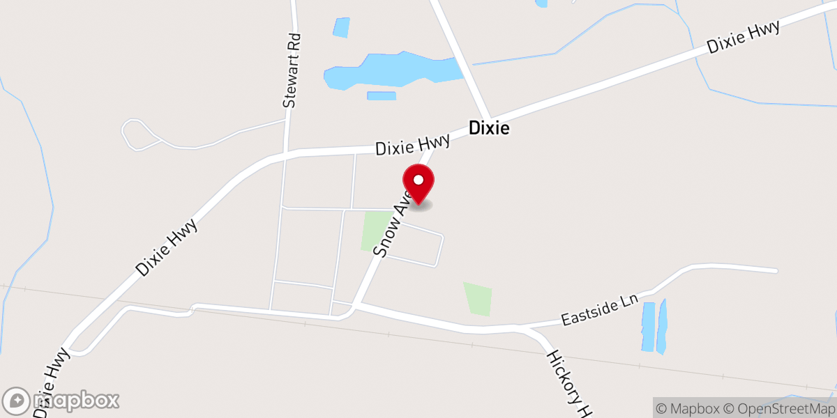 Map showing location of Dixie Baptist Church