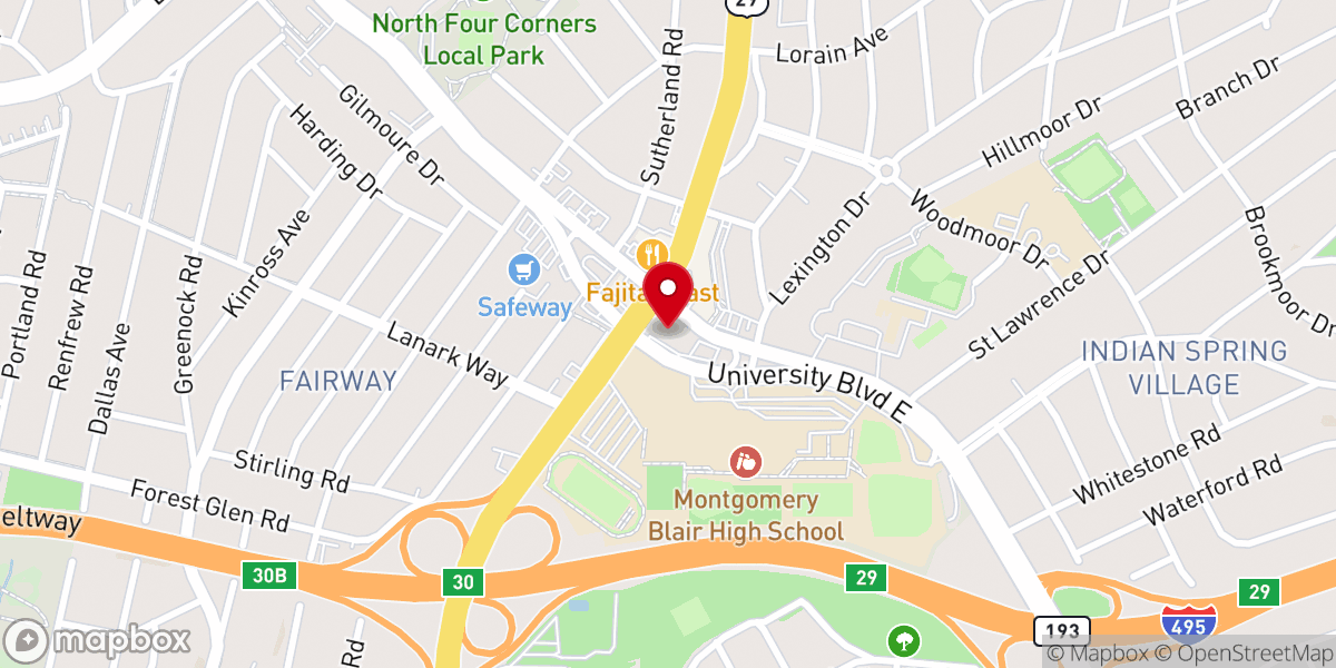 Map showing location of International Foursquare Gospel Church of Silver Spring