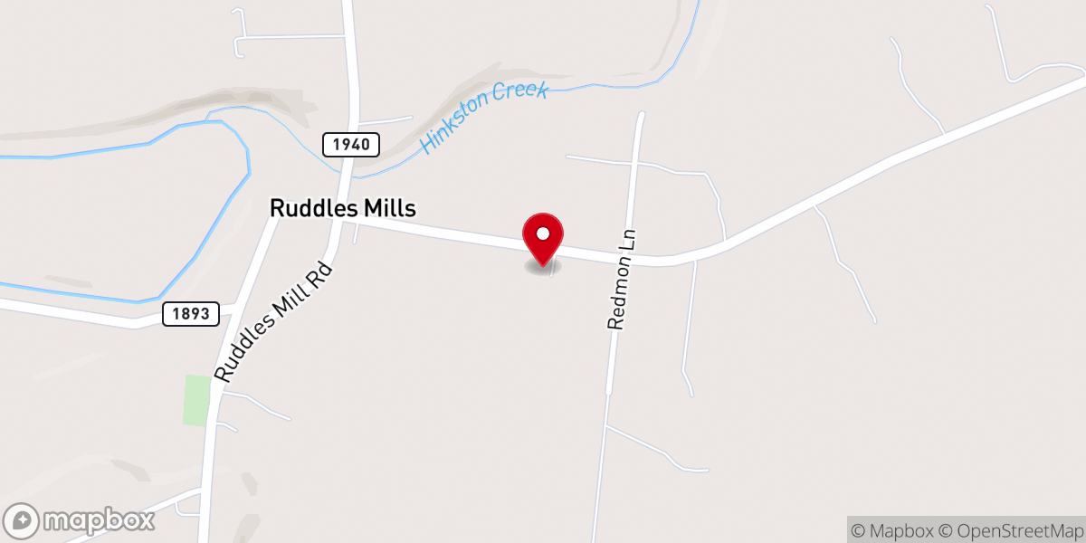 Map showing location of Ruddles Mill United Methodist Church