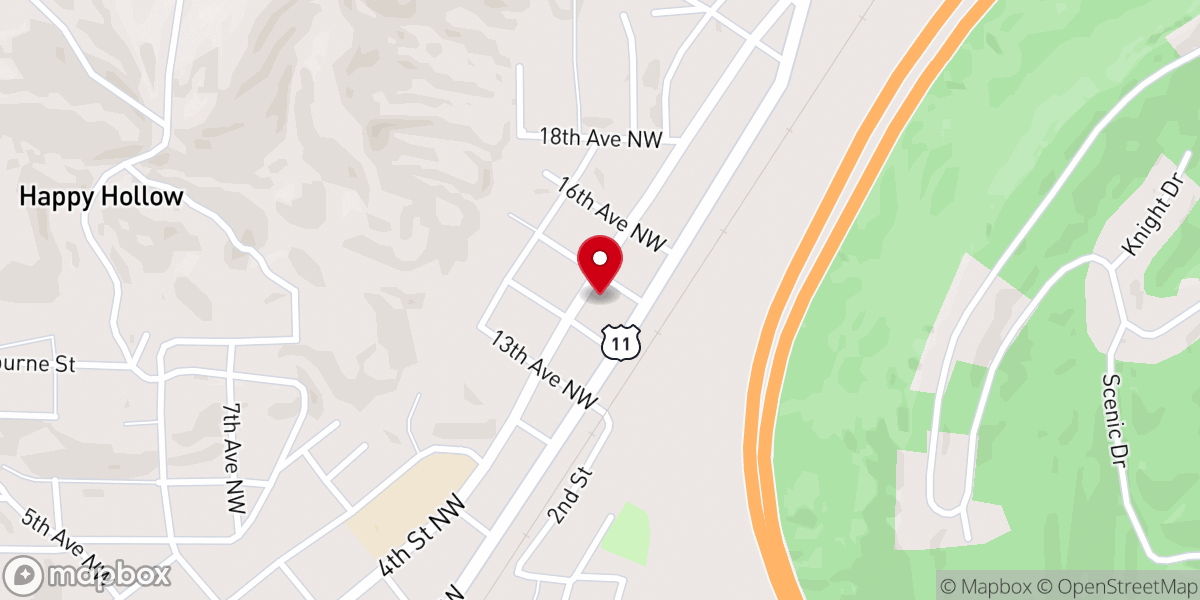 Map showing location of Northside Baptist Church