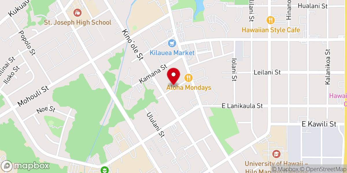Map showing location of East Hawaii Church of Christ