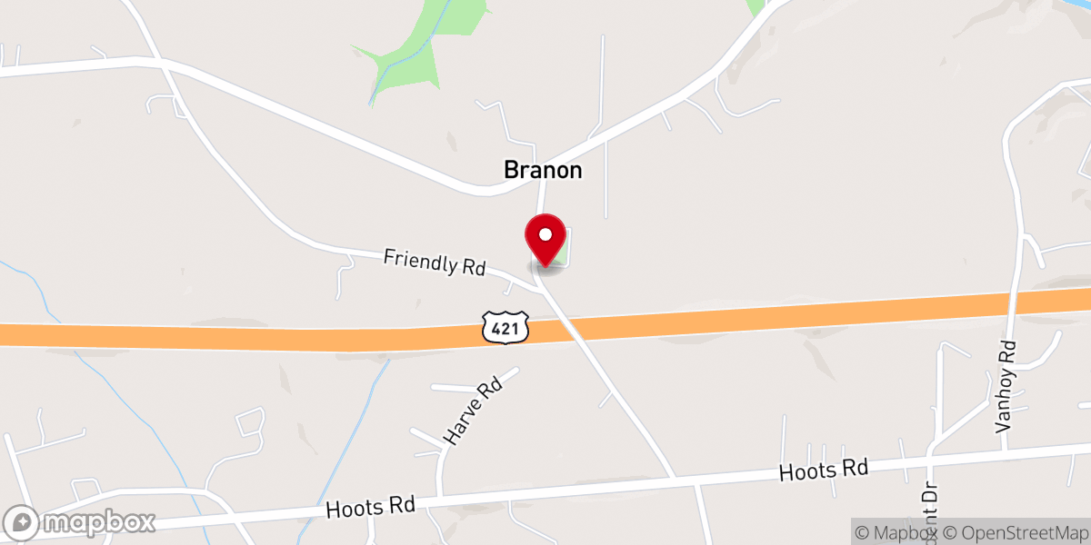 Map showing location of Branon Friends Church