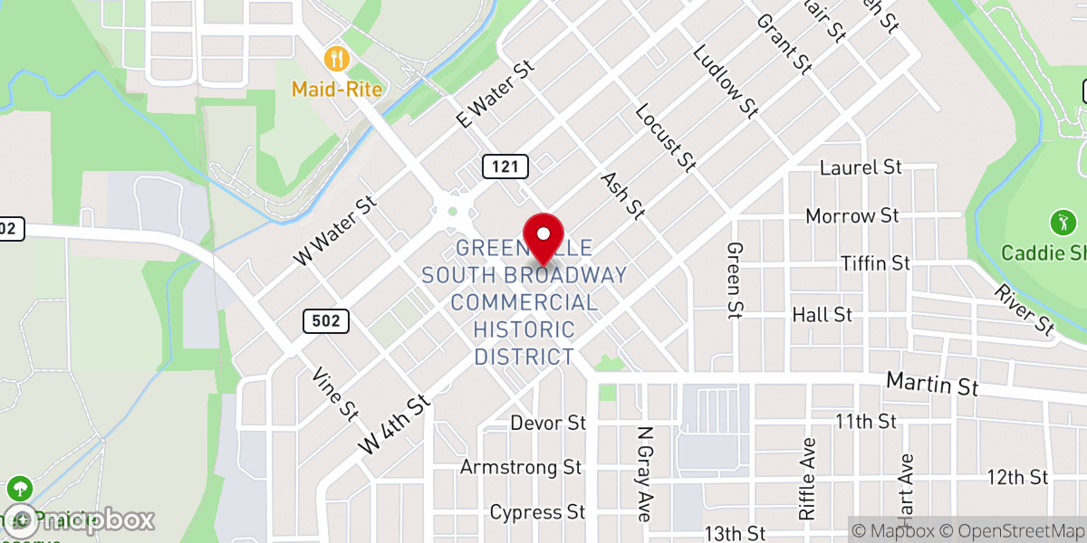 Map showing location of FPC Greenville (First Presbyterian Church)
