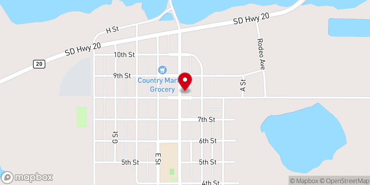 Map showing location of Timber Lake & Area Museum