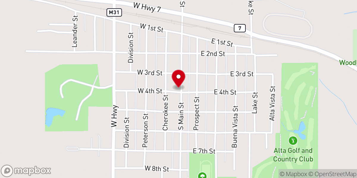 Map showing location of Danish lutheran church Alta Iowa