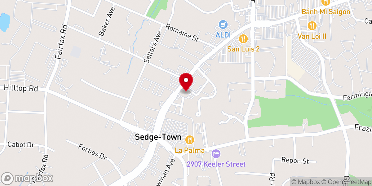 Map showing location of Hinshaw United Methodist Church