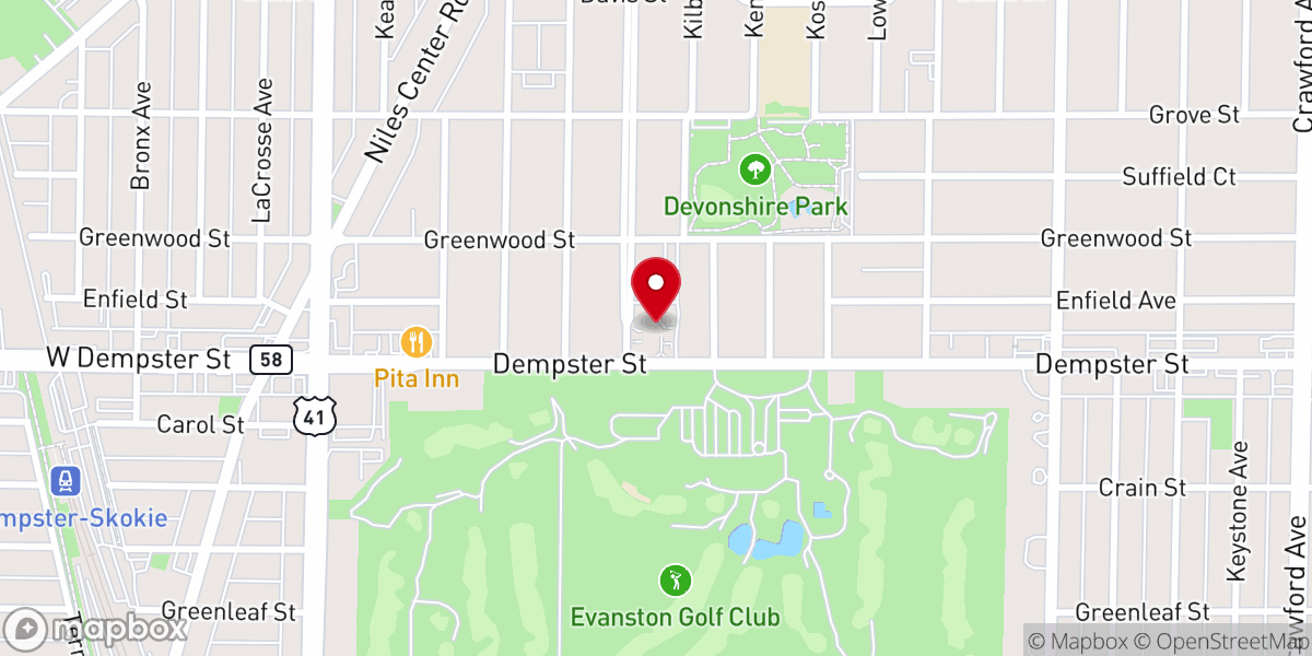 Map showing location of Ezra-Habonim, the Niles Township Jewish Congregation