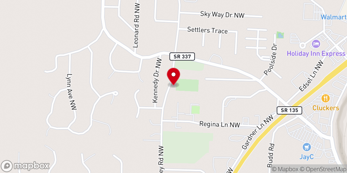 Map showing location of Oak Grove Church