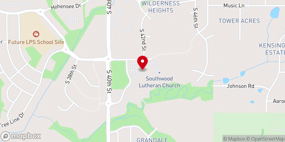 Map showing location of Southwood Lutheran Church