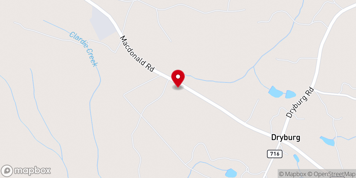 Map showing location of Spanish Grove Baptist Church