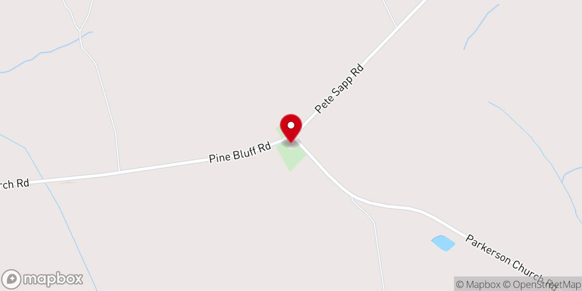 Map showing location of Parkerson Baptist Church