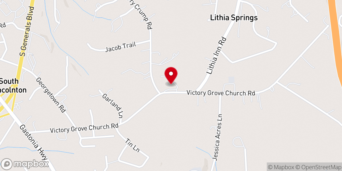 Map showing location of Victory Grove Baptist Church