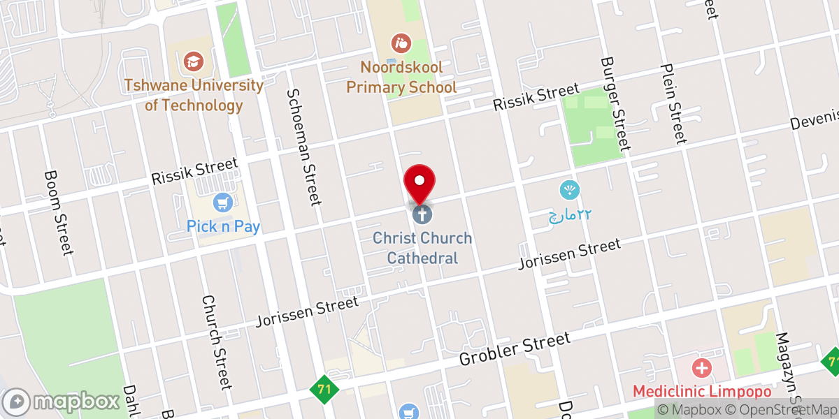 Map showing location of Christ Church Cathedral