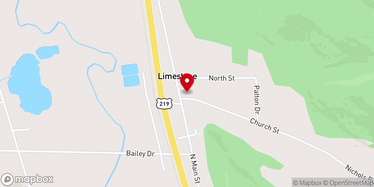 Map showing location of Limestone Volunteer Fire Department