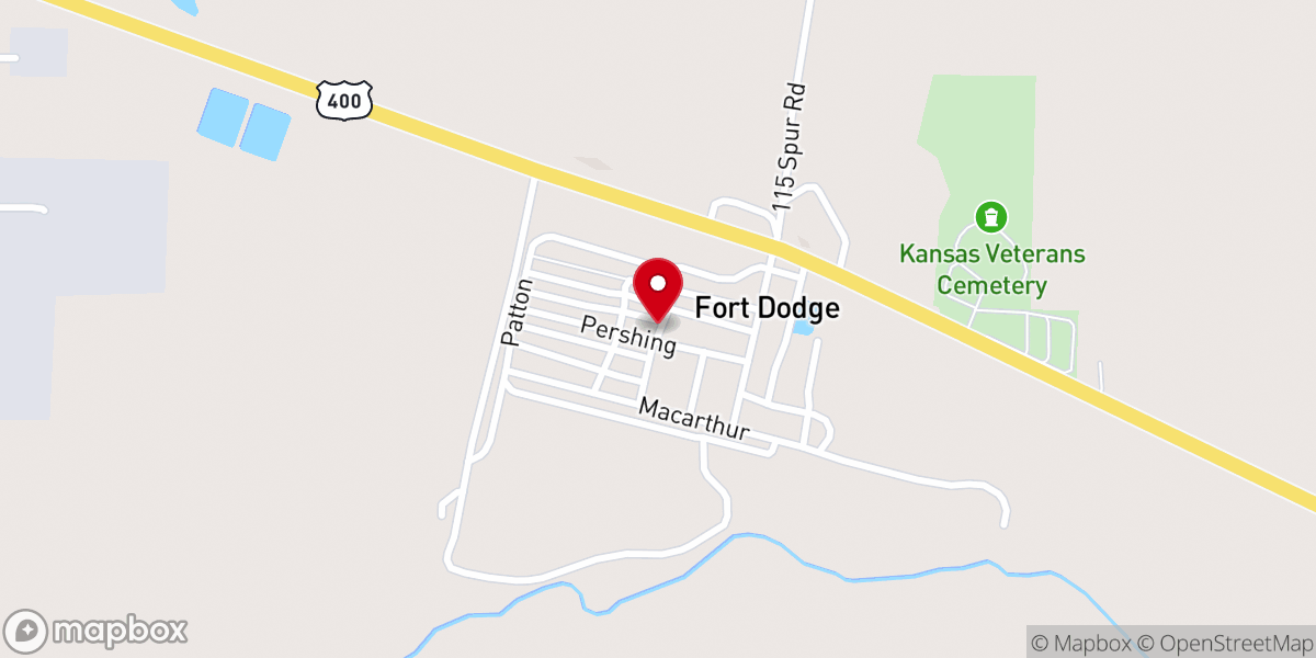 Map showing location of Fort Dodge Chapel