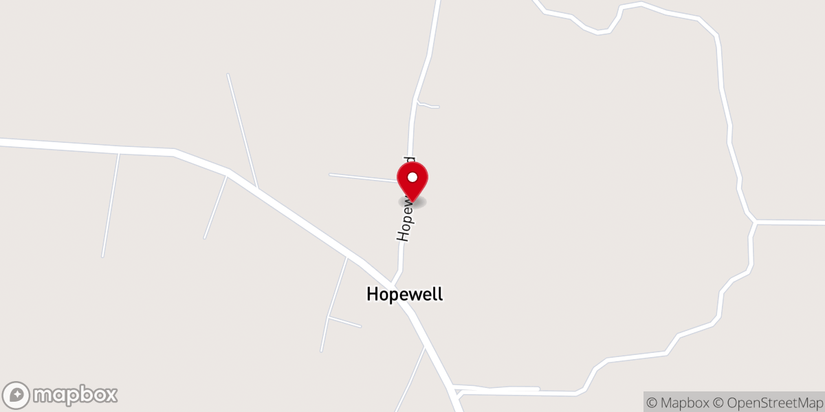 Map showing location of Hopewell Baptist Church