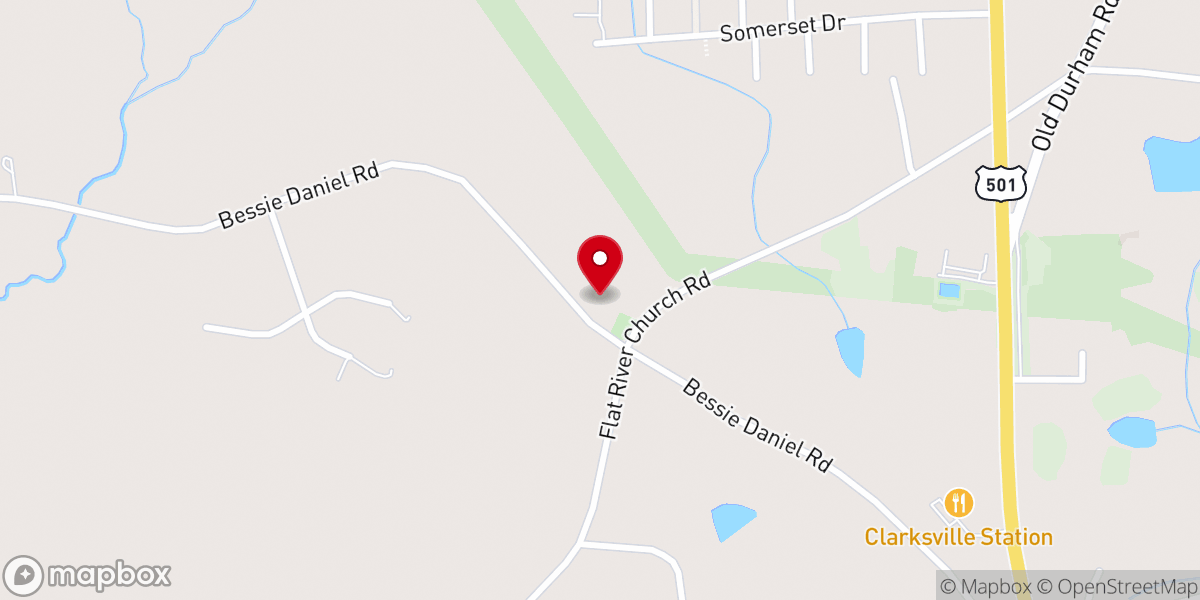 Map showing location of Flat River Primitive Baptist Church