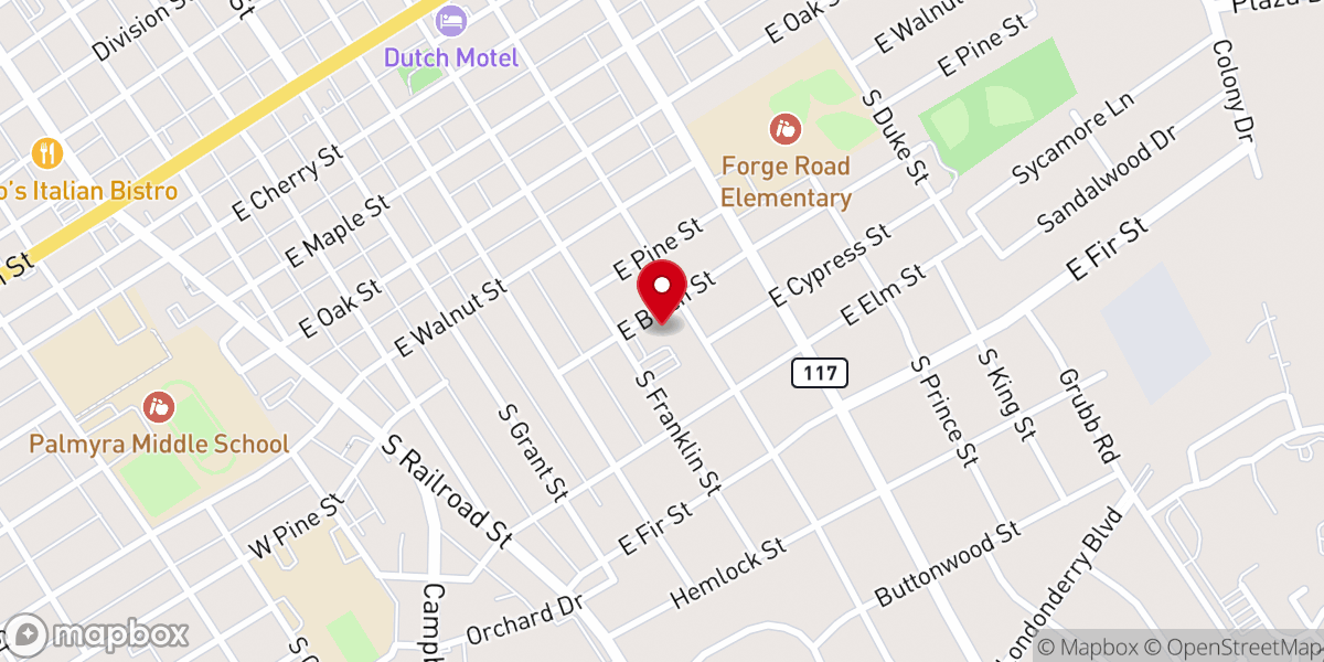 Map showing location of Palmyra First United Methodist Church