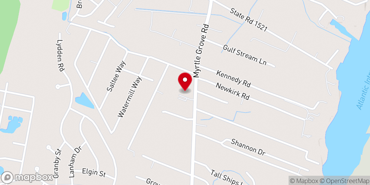 Map showing location of Holy Cross Episcopal Church of Myrtle Grove