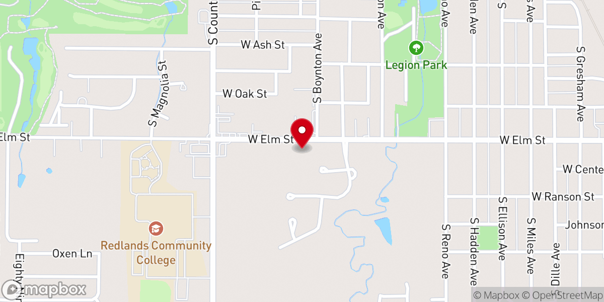 Map showing location of First Free Will Baptist Church