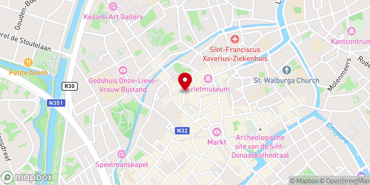 Map showing location of Evangelische Kerk Brugge