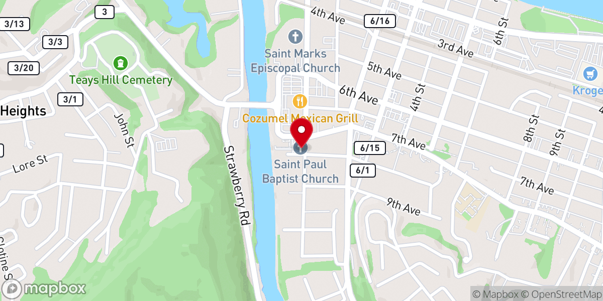 Map showing location of Saint Paul Baptist Church
