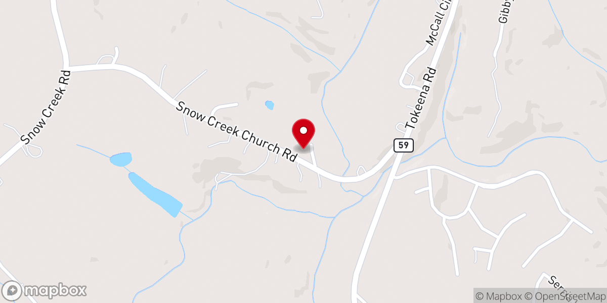 Map showing location of Snow Creek Baptist Church