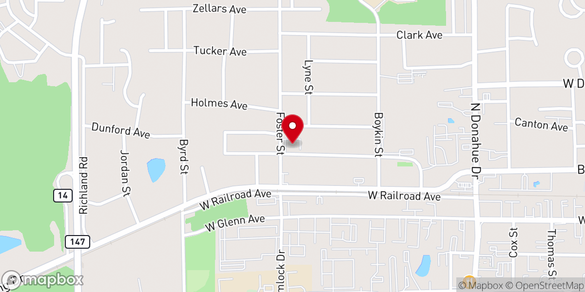 Map showing location of Bell Baptist Church
