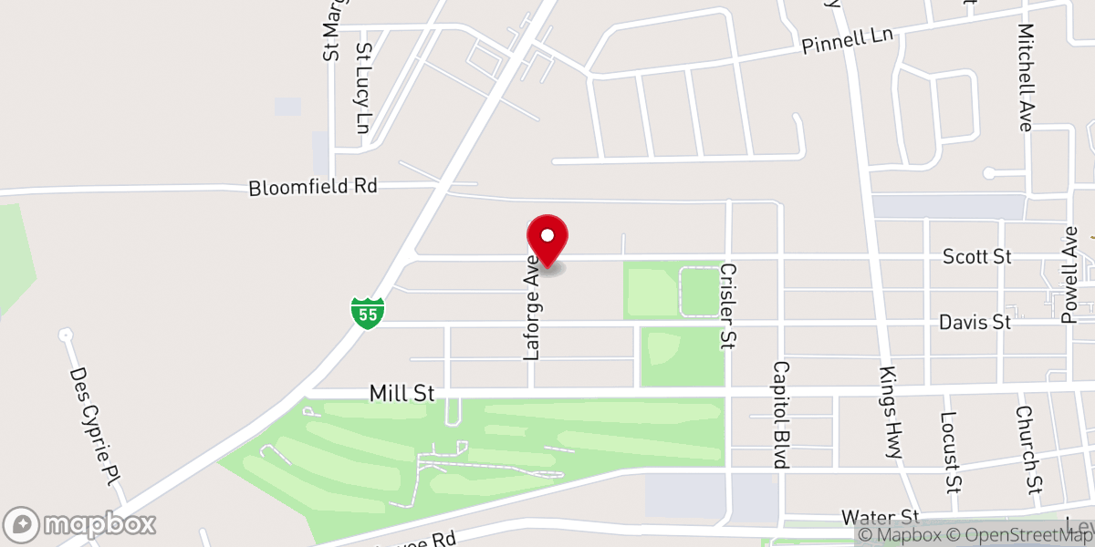 Map showing location of New Madrid Baptist Church