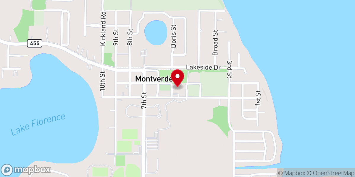 Map showing location of Montverde Town Hall
