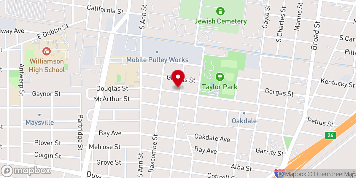 Map showing location of First Baptist Church Of Baltimore Street, Inc