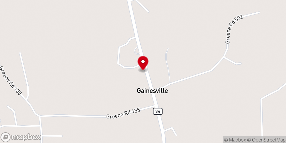 Map showing location of Gainesville Cumberland Presbyterian Church
