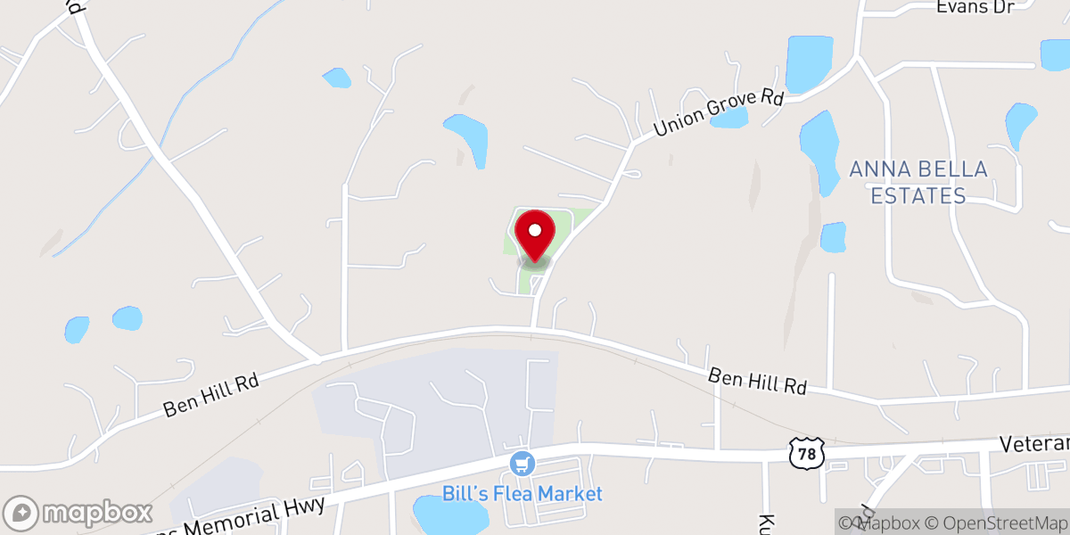 Map showing location of Union Grove Baptist Church
