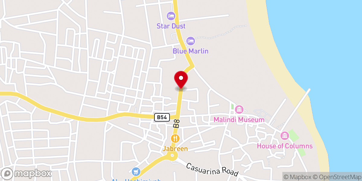 Map showing location of Lutheran Guest House Malindi