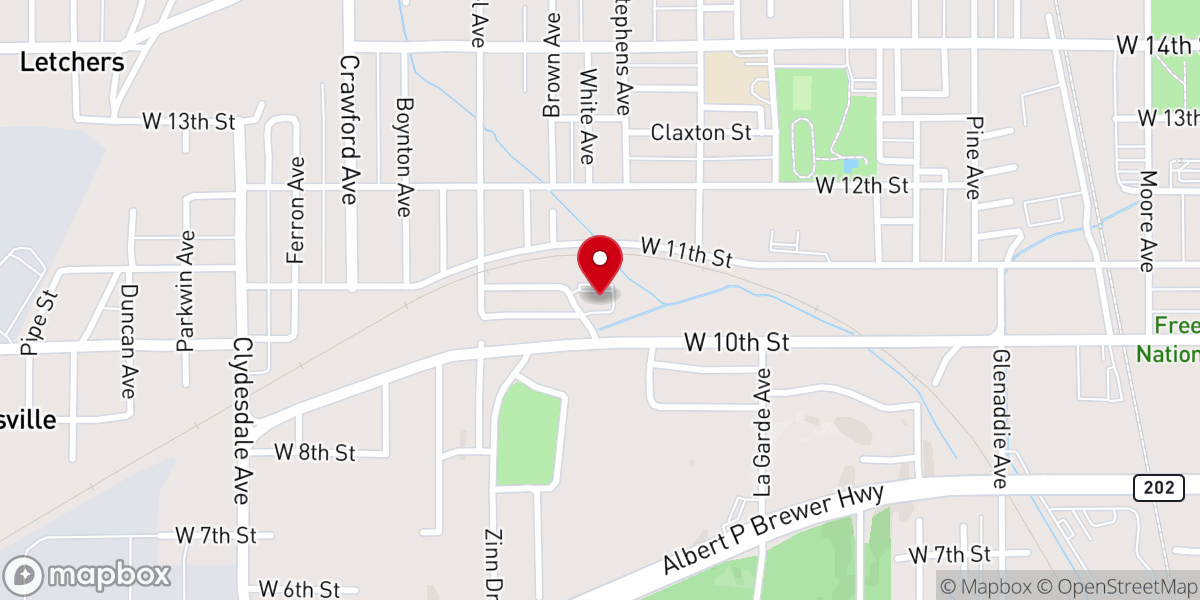 Map showing location of First Missionary Baptist Church