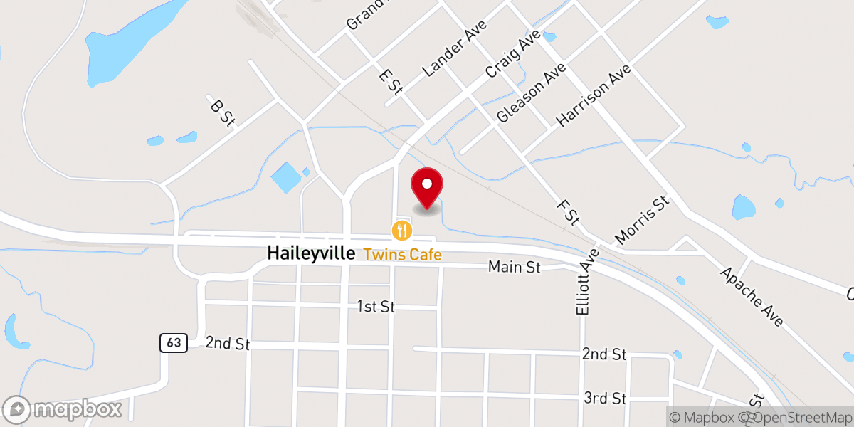 Map showing location of Haileyville Christian Church