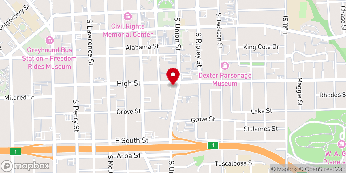 Map showing location of First Congregational Christian Church, UCC