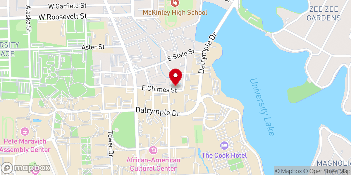 Map showing location of The Wesley Foundation at LSU