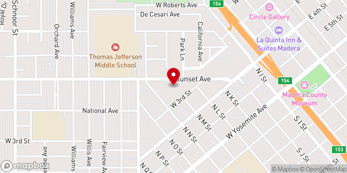 Map showing location of Madera United Methodist Church