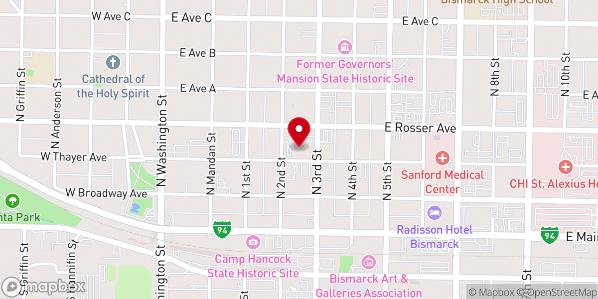 Map showing location of First Presbyterian Church