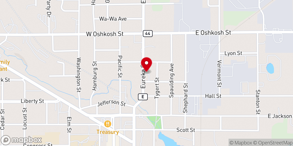 Map showing location of Prairie Lakes Unitarian Universalist Fellowship