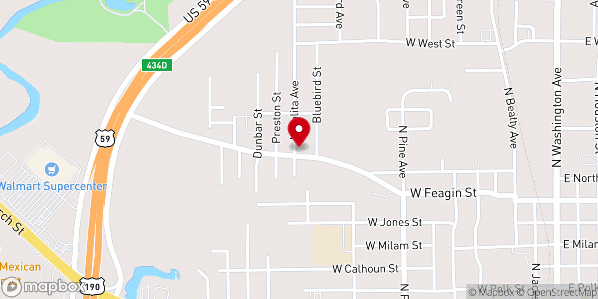 Map showing location of Youngblood Memorial Fellowship Holiness Church (YMFHC)
