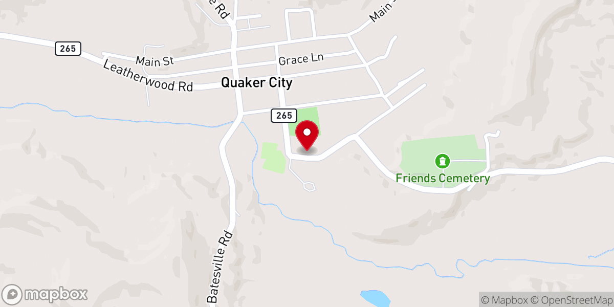 Map showing location of Quaker City Church of Christ