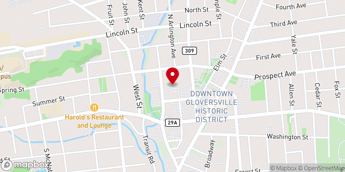 Map showing location of Glove City Lofts