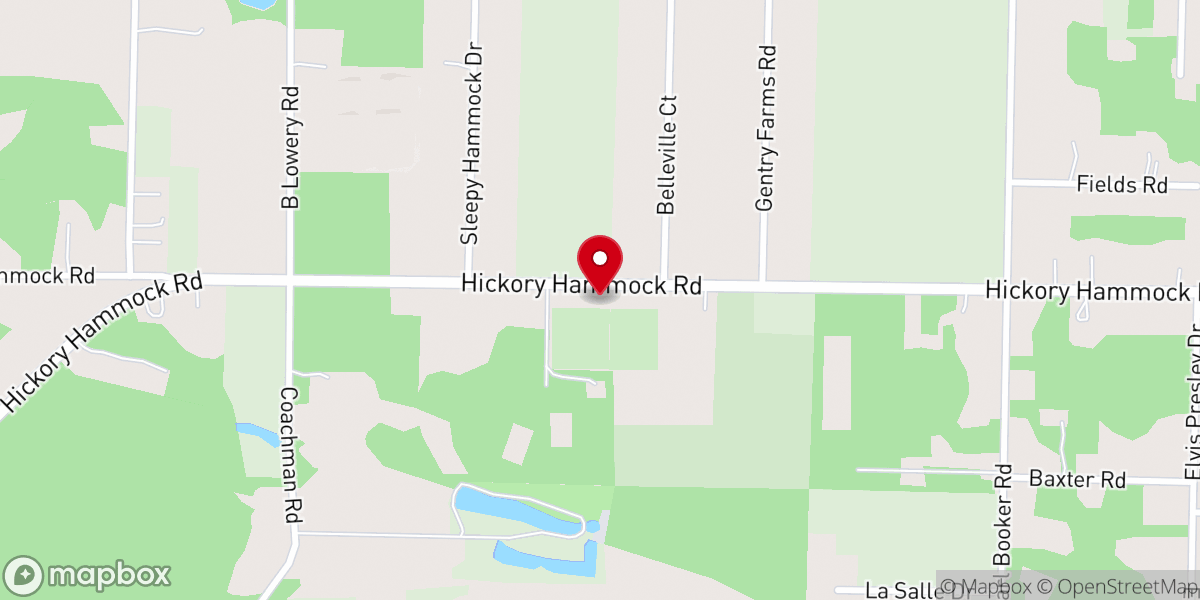 Map showing location of Hickory Hammock Church