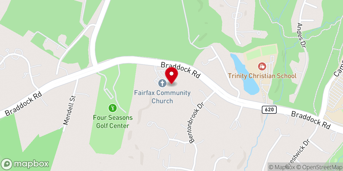 Map showing location of Fairfax Church