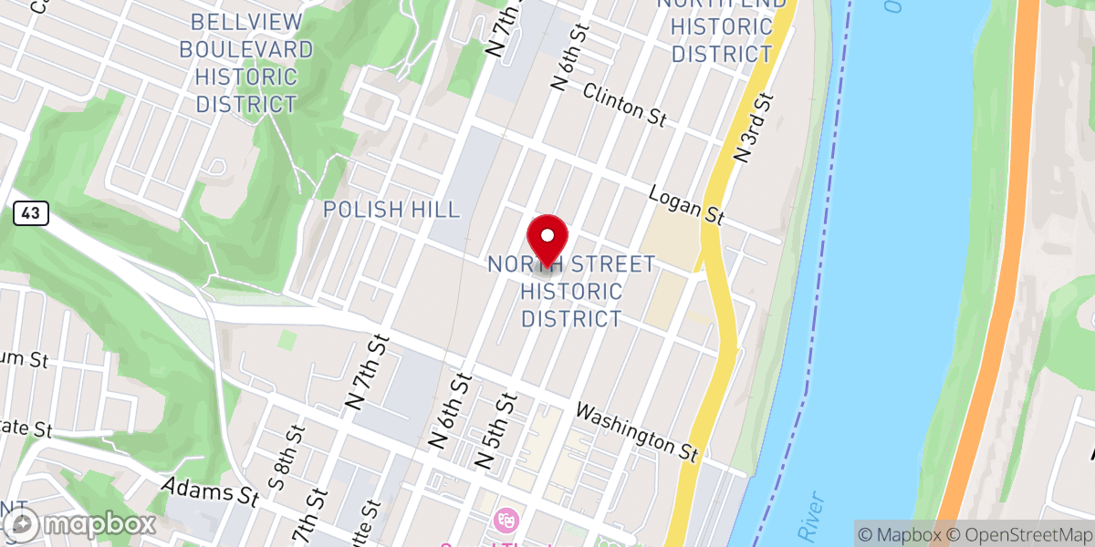 Map showing location of Fifth Street United Methodist Church