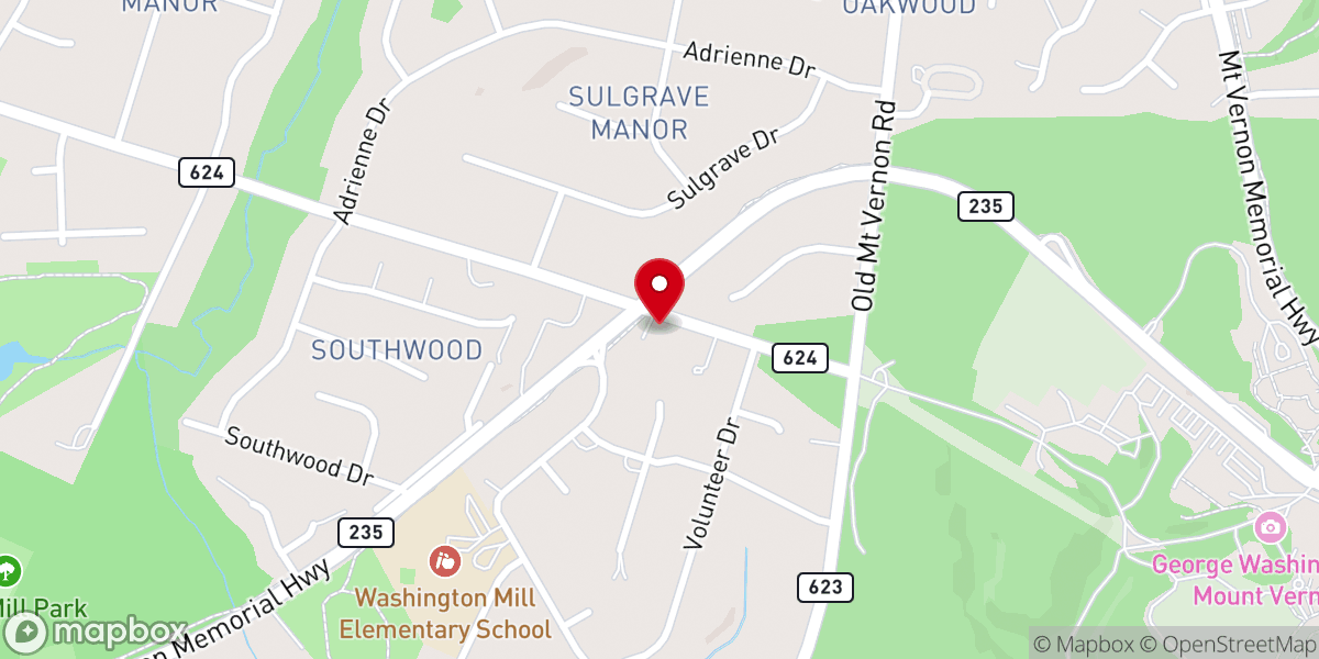 Map showing location of Washington Farm Church
