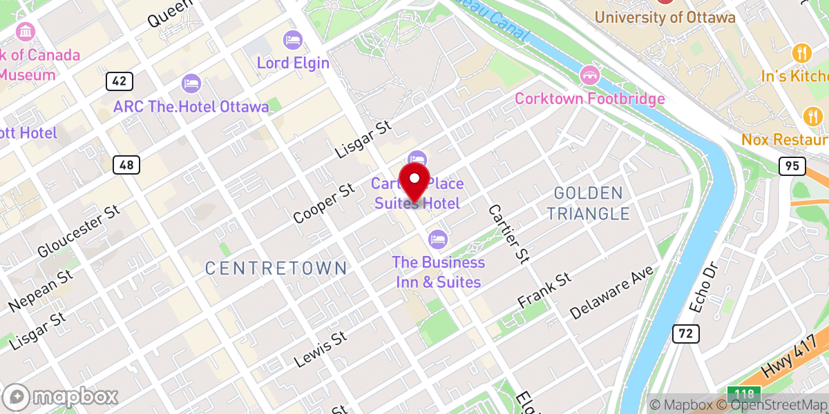 Map showing location of St. John the Evangelist Anglican Church